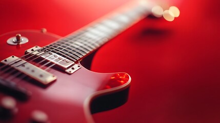 Red Electric Guitar Close-up