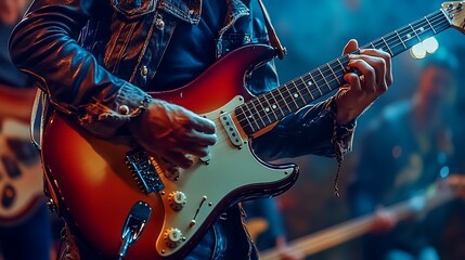 Obraz premium Guitarist Playing on Stage