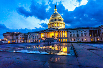 US Capitol Noth Side Illuminated Reflection Washington DC