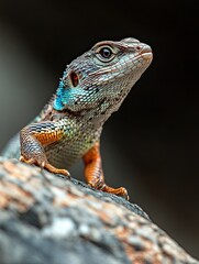 Lizard isolated on metal background
