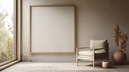 Mockup Poster Frame in Minimalist Modern Interio