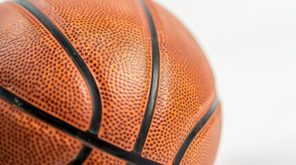 Fototapeta premium Get close to a vibrant basketball, see its textured surface and black seams, feel the game's energy. Ideal for basketball fans or athletes