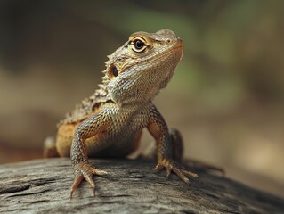 Obraz premium Lizard isolated on wooden background