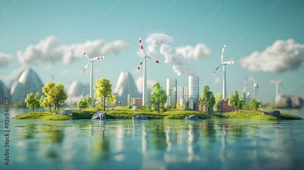 Wall mural renewable energy technologies combating climate change effects