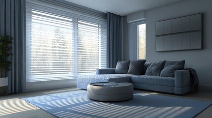 High-tech smart thermostat, learning temperature preferences, in a modern home, soft natural lighting