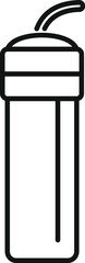Simple line art icon of a reusable water bottle with a straw, promoting sustainability and eco conscious hydration