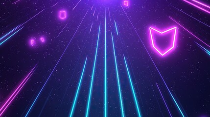 Retro pattern, pixelated shapes in vibrant colors, inspired by 80s video games, bright ambient lighting