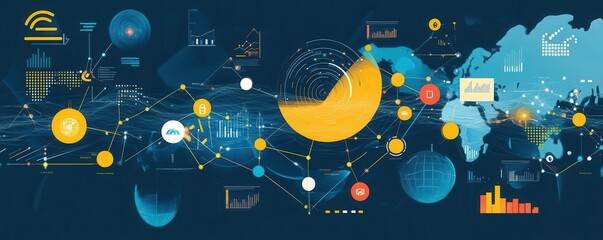 The ripple effects of data analysis, showing how a single decision based on data can affect various aspects of the world, symbolized through interconnected imagery