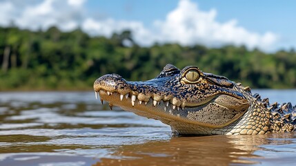Obraz premium Adult head of the Morelet's Crocodile in Honduras.