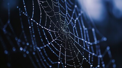 Naklejka premium Close-up of spider web with water droplets 