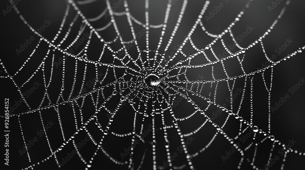 Canvas Prints a spider web with water droplets on it