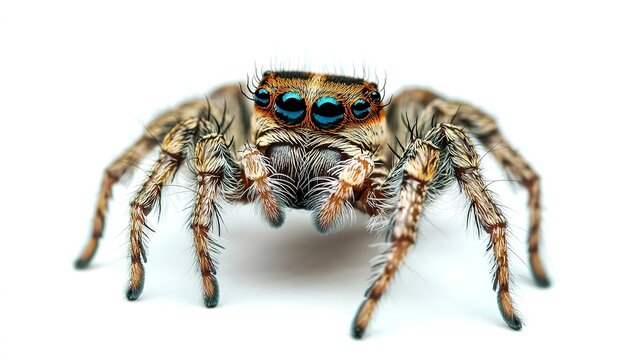 Jumping spider isolated on white background
