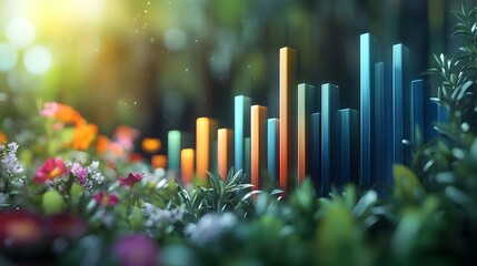 Obraz premium Quarterly Financial Report with 3D Rendered Infographic Visualizing Earnings Growth