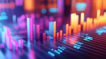 3D Rendered Income Chart Showing Rise in Revenue Over Past Year