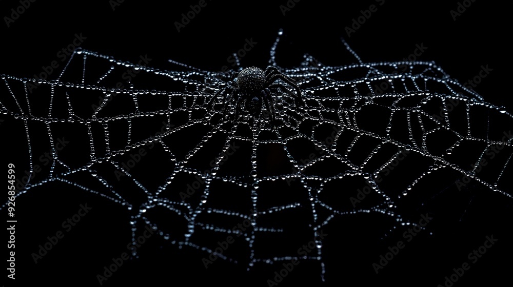 Canvas Prints light spider web isolated on black background for halloween card