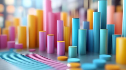 Obraz premium 3D Rendered Income Comparison Graph for Fiscal Year Financial Report