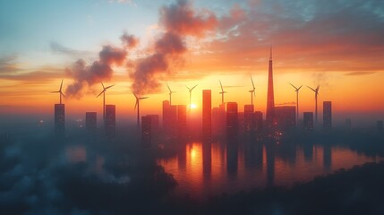 Naklejka premium Renewable Energy Powering the Path to Net Zero Emissions