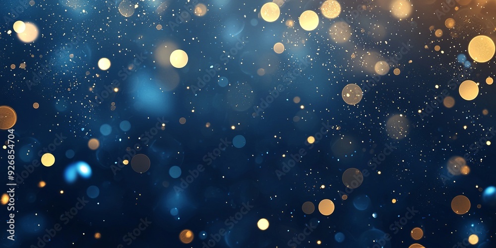 Wall mural abstract background featuring a dark blue gradient with soft bokeh effects in various shades of blue