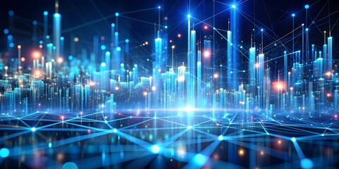Fototapeta premium Abstract technology background with 4K rendering for big data visualization in stock photography, stock, science