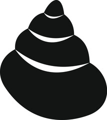 Simple black silhouette of a spiral seashell isolated on a white background