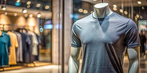 Obraz premium Close up of a men's t-shirt displayed in a clothing store window, mens, t-shirt, fashion, clothing store, close up, display