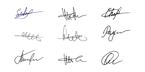 Fake signature hand drawn sample own autograph.