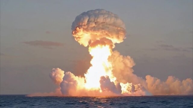 Explos&atilde;o de uma bomba em alto mar