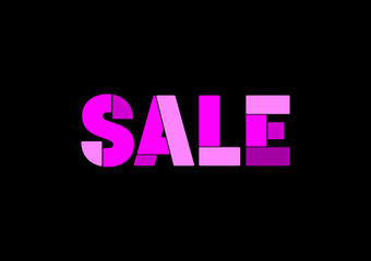 Sale in different pinks shade color in black background Art & Illustration vector