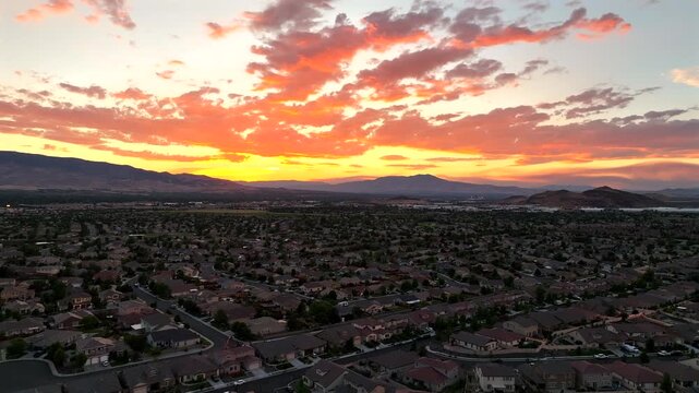Reno - Vibrant Sunset over South Reno / Damonte Ranch Area 