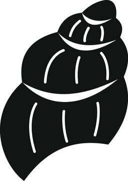 recommend clip art: Black silhouette icon of a spiral seashell, evoking beachcombing, marine life, and coastal regions