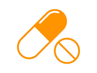 シンプル薬アイコン（カプセル剤＆錠剤）：オレンジ線