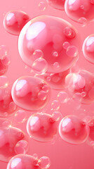 Pink Soap Bubbles on Yellow Background, Abstract Image, Texture, Pattern, Wallpaper, Cover and Screen of Smartphone, Cell Phone, Computer, Laptop, 9:16 and 16:9 Format
