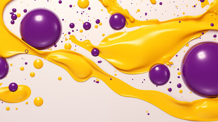 Purple Soap Bubbles on Yellow Background, Abstract Image, Texture, Pattern, Wallpaper, Cover and Screen of Smartphone, Cell Phone, Computer, Laptop, 9:16 and 16:9 Format