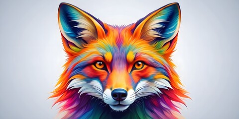 Colorful Fox Face Logo Facing