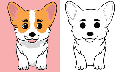 Fototapeta premium Cute Dog Cartoon Silhouette vector Illustration