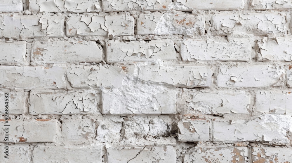 Wall mural A rustic white brick wall with a distressed finish, perfect for a shabby chic aesthetic.