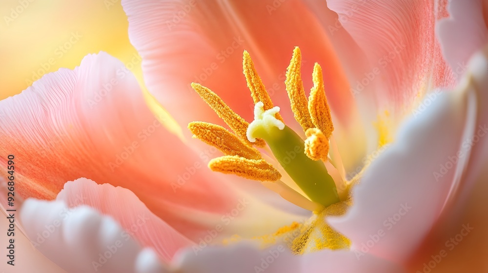 Aufkleber captivating close up of a tulip s delicate stamen with soft backlighting