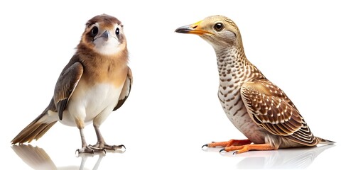 Fototapeta premium Animal and bird s on a white background, wildlife, animals, birds, nature, isolated, colorful, vibrant, artistic