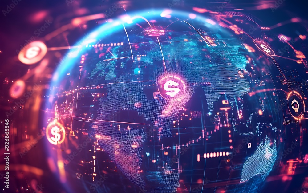 Aufkleber High-Tech Control Room for Cross-Border E-Commerce Transactions with Real-Time Data