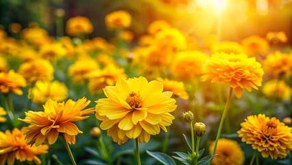 Beautiful yellow flowers blooming in a vibrant garden, yellow, flowers, garden, blooming, vibrant, nature, petals, sunny