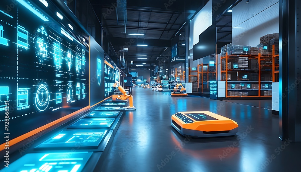 Aufkleber Futuristic E-Commerce Platform with Digital Storefronts and Complex Algorithms
