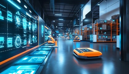 Futuristic E-Commerce Platform with Digital Storefronts and Complex Algorithms