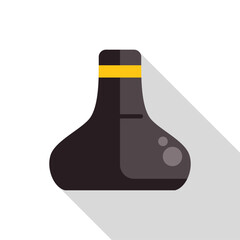 Simple flat design icon of a chemical flask with a long shadow on a light background