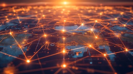 Global E-Commerce Network Visualization with Digital Nodes and Logistics Routes