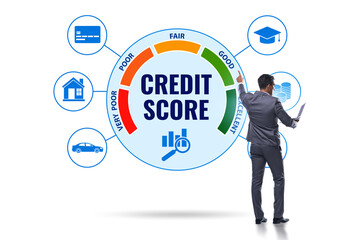 Credit score concept with businessman