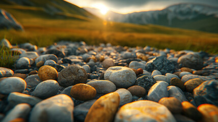 Obraz premium Sunrise Over a Rocky Mountain Meadow