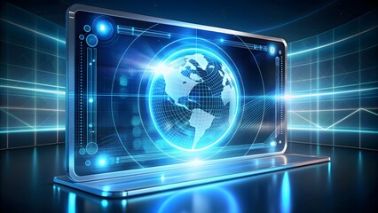 Fototapeta premium Futuristic holographic display interface with digital touch control, futuristic, holographic, display, interface, digital