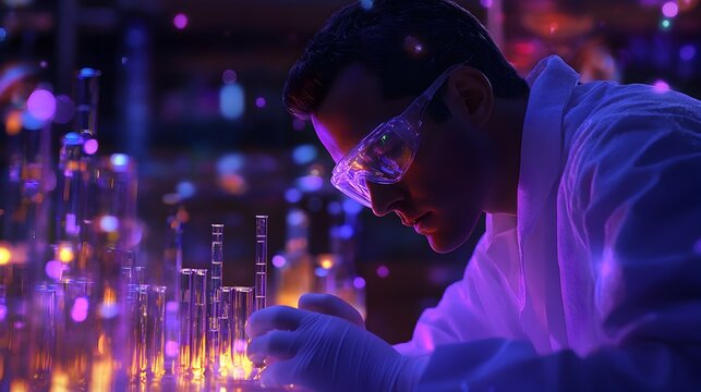 3D Rendered Researcher Measures Precursor s Reaction Rate in Chemistry Lab