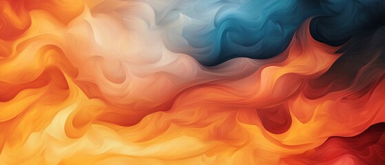 Obraz premium Colorful swirling abstract design featuring vibrant orange and blue tones, evoking energy and movement.