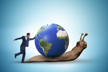 Businessman in slow business global business concept